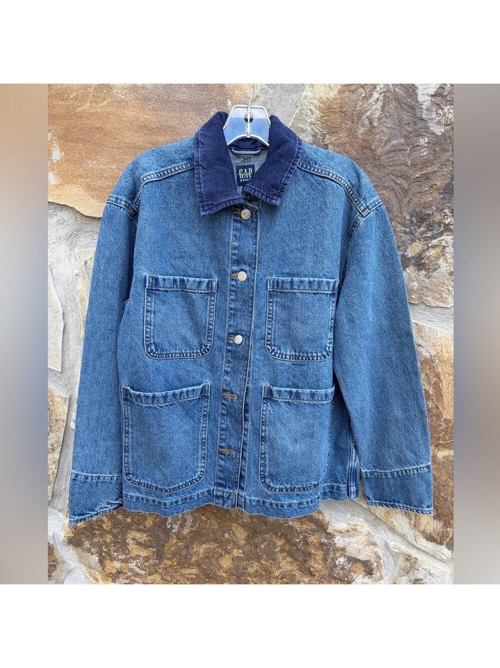 Gap Relaxed Denim Farm Utility Chore Jacket Coat NWOT XS Workwear Ranch - Picture 5 of 10